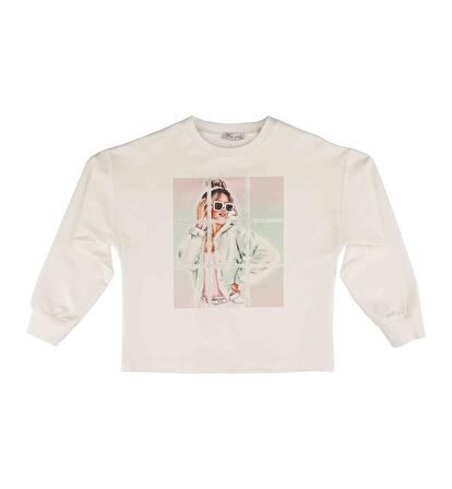 KIZ ÇOCUK BASKILI SWEATSHIRT 