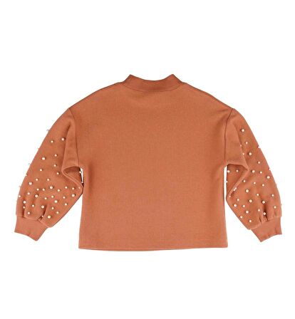 KIZ ÇOCUK BALON KOLLU İNCİ DETAYLI SWEATSHIRT 