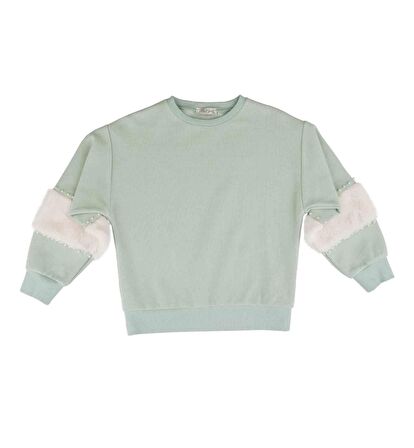 KIZ ÇOCUK BLOK PELUŞ DETAYLI SWEATSHIRT 