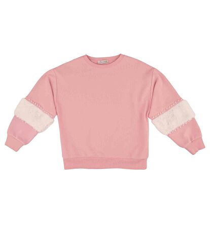 KIZ ÇOCUK BLOK PELUŞ DETAYLI SWEATSHIRT 