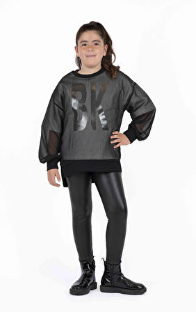 KIZ ÇOCUK TÜL DETAYLI SWEATSHIRT 