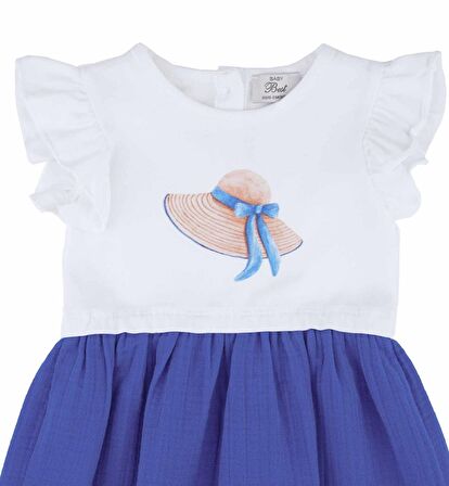 KIZ BEBEK KOLU VOLANLI ÇİFT RENKLİ ELBİSE 