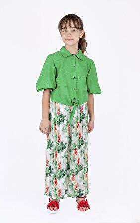 KIZ ÇOCUK PİLİLİ RENKLİ PANTOLON