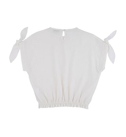 KIZ ÇOCUK BELİ LASTİKLİ KOL BAĞLAMA DETAYLI BLUZ