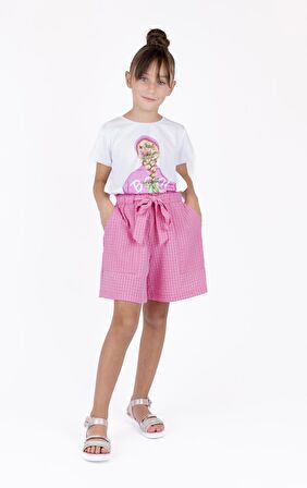 KIZ ÇOCUK KUŞAKLI ŞORT 