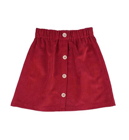 KIZ ÇOCUK DÜĞMELİ KADİFE ETEK