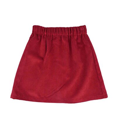 KIZ ÇOCUK DÜĞMELİ KADİFE ETEK