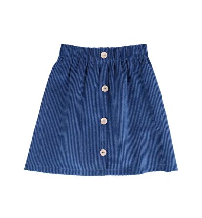 KIZ ÇOCUK DÜĞMELİ KADİFE ETEK