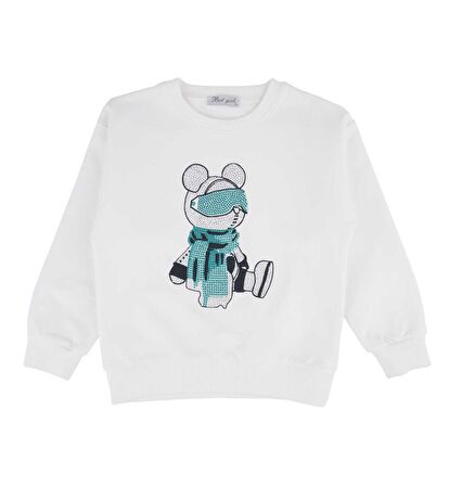 KIZ ÇOCUK TAŞ BASKILI SWEATSHIRT 