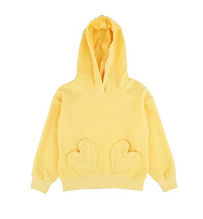 Kapşonlu Kalp Desenli Sweatshırt