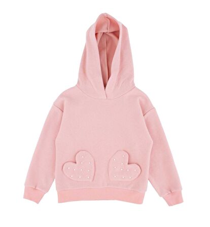 Kapşonlu Kalp Desenli Sweatshırt