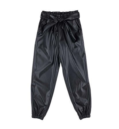 KIZ ÇOCUK PAÇASI LASTİKLİ DERİ PANTOLON 