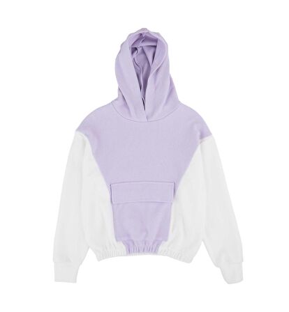 KIZ ÇOCUK BLOK RENKLİ KAPÜŞONLU SWEATSHIRT 