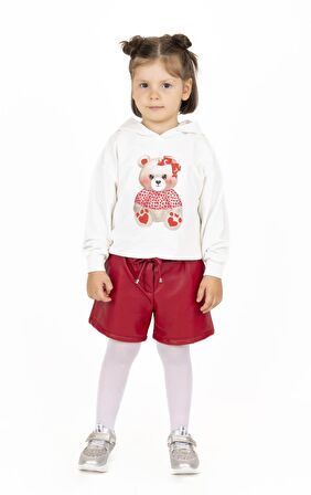 KIZ ÇOCUK KAPÜŞONLU BASKILI SWEATSHIRT 