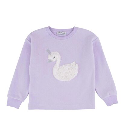 KIZ ÇOCUK KUĞU İŞLEMELİ SWEATSHIRT