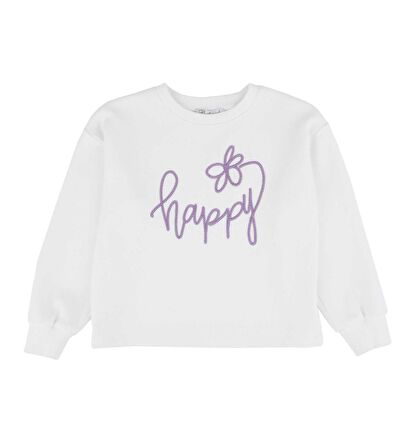KIZ ÇOCUK YAZI İŞLEMELİ SWEATSHIRT 
