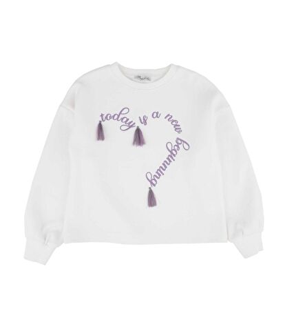 KIZ ÇOCUK NAKIŞLI SWEATSHIRT 