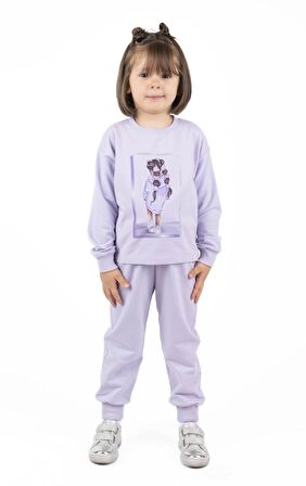 KIZ ÇOCUK AYICIK BASKILI SWEATSHIRT 