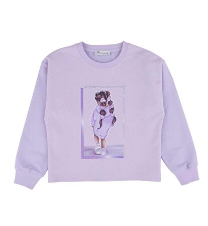 KIZ ÇOCUK AYICIK BASKILI SWEATSHIRT 