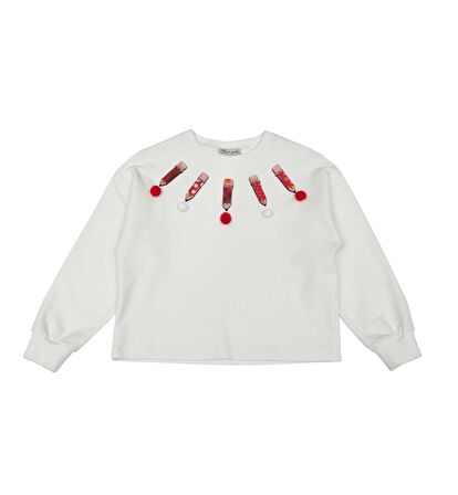 KIZ ÇOCUK PONPONLU SWEATSHIRT