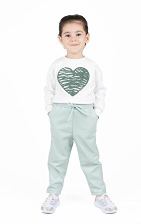 KIZ ÇOCUK KALP İŞLEMELİ SWEATSHIRT 