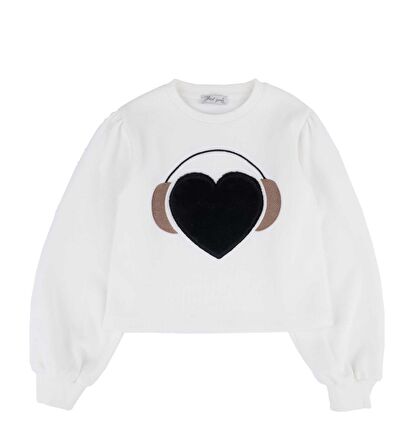 KIZ ÇOCUK KALPLİ SWEATSHIRT 