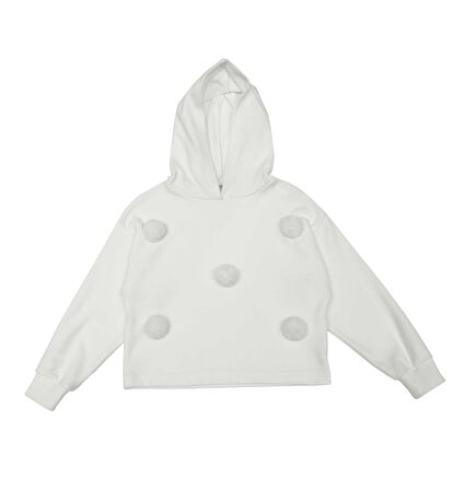 KIZ ÇOCUK KAPÜŞONLU PONPONLU SWEATSHIRT