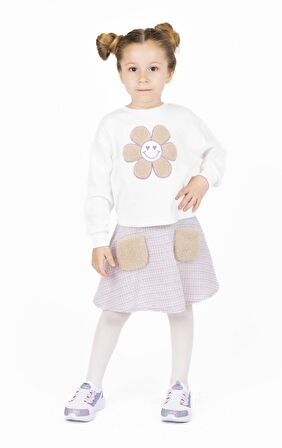 KIZ ÇOCUK PAPATYA İŞLEMELİ  SWEATSHIRT 