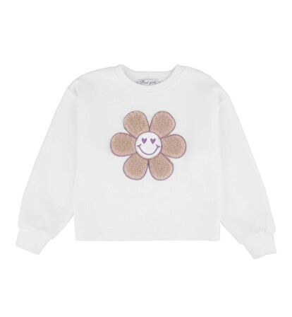 KIZ ÇOCUK PAPATYA İŞLEMELİ  SWEATSHIRT 