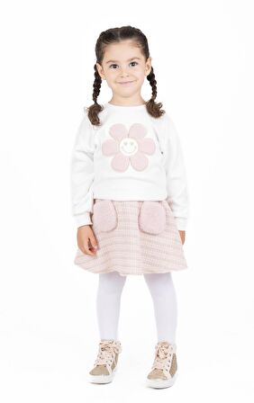 KIZ ÇOCUK PAPATYA İŞLEMELİ  SWEATSHIRT 