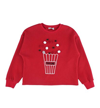 KIZ ÇOCUK PONPONLU SWEATSHIRT 