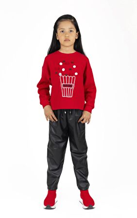 KIZ ÇOCUK PONPONLU SWEATSHIRT 