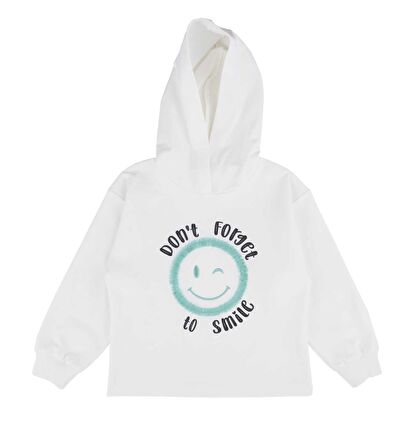 Kız Çocuk Taşlı Kapüşonlu Sweatshırt