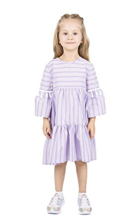 KIZ ÇOCUK ÇİZGİLİ ELBİSE