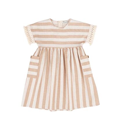 KIZ ÇOCUK ÇİZGİLİ ELBİSE