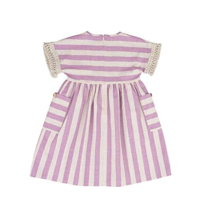 KIZ ÇOCUK ÇİZGİLİ ELBİSE