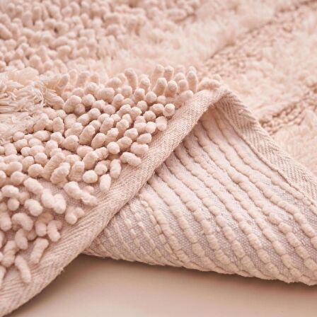 ALANUR HOME TRİO BUKLE COTTON 2'Lİ PASPAS TAKIMI PUDRA