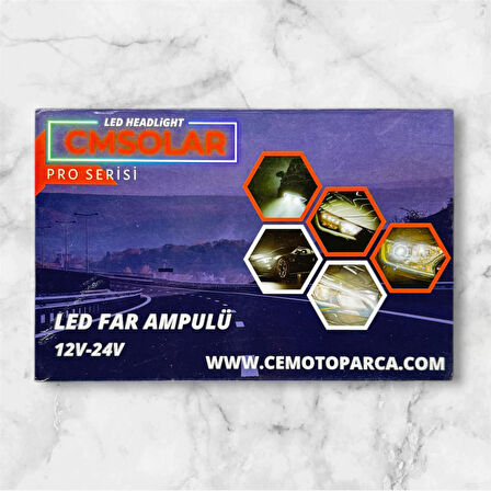 CMSOLAR Pro Seri H7 55W 15.000 Lümen 6500K Beyaz Işık Led Far Ampulü 