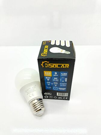 CMSOLAR 9W LED BEYAZ IŞIK AMPUL E27 DUYLU