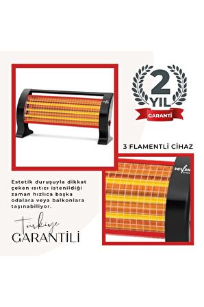 Verfou Dp1200 1200 W Quartz Isıtıcı Tasarruflu Elektirikli Soba Minisan Garantili