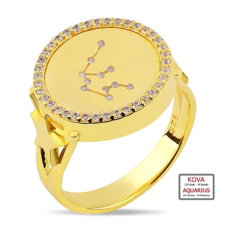 Kuyumcudukkanı ZirkonTaşlı"Kova Burcu"Yüzük-10433-G-AQUA