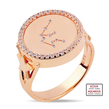 Kuyumcudukkanı ZirkonTaşlı"Kova Burcu"Yüzük-10433-R-AQUA