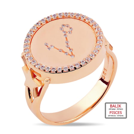 Kuyumcudukkanı ZirkonTaşlı"Balık Burcu"Yüzük-10433-R-PISCES