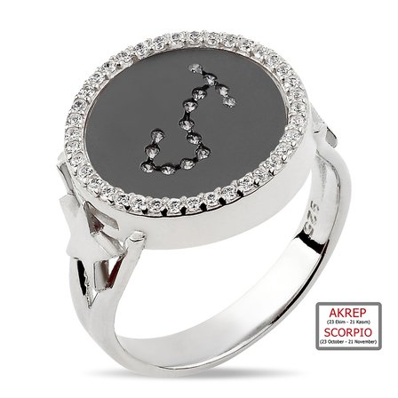Kuyumcudukkanı ZirkonTaşlı"Akrep Burcu"Yüzük-10433-BLK-SCORPIO