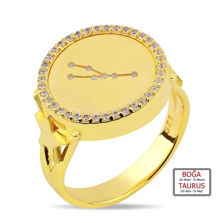 Kuyumcudukkanı ZirkonTaşlı"Boğa Burcu"Yüzük-10433-G-TAURUS