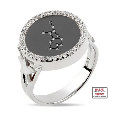 Kuyumcudukkanı ZirkonTaşlı"Başak Burcu"Yüzük-10433-BLK-VIRGO