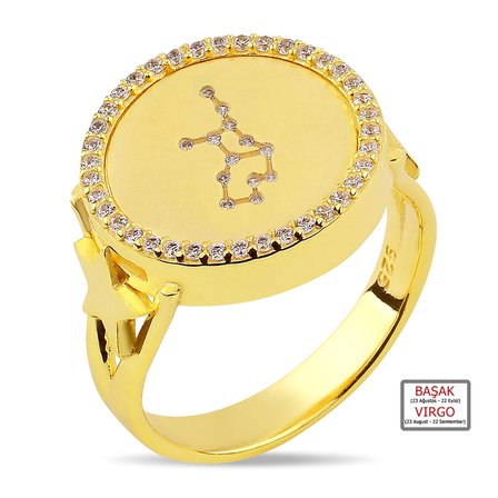 Kuyumcudukkanı ZirkonTaşlı"Başak Burcu"Yüzük-10433-G-VIRGO