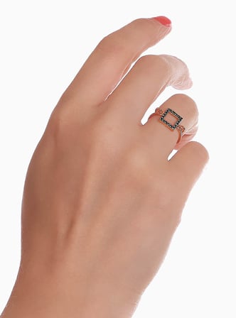 Kuyumcudukkani Elişi Kare Şekilli Taşlı Yüzük-10313-R-BLK