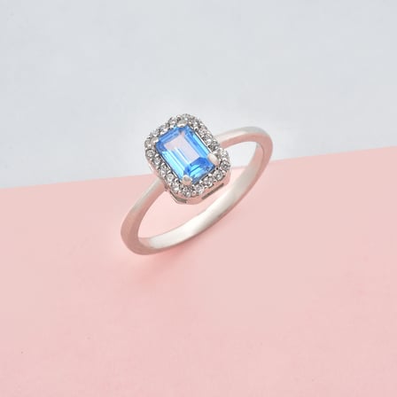Kuyumcudukkani Yeşil Baget Taşlı "Tektaş"Yüzük-10437-W-BLU