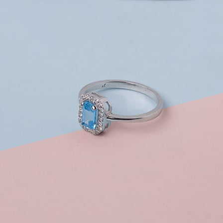 Kuyumcudukkani Yeşil Baget Taşlı "Tektaş"Yüzük-10437-W-BLU